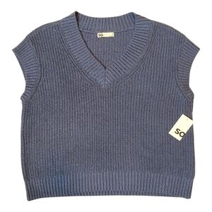 SO Goods For Life | Blue Oversized Women's V-neck Sweater Vest